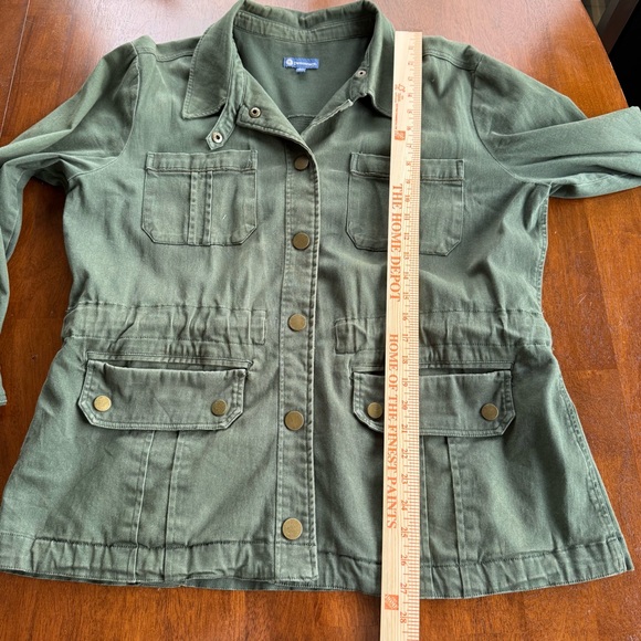 Democracy Women’s Olive Green Military Utility Jacket Cargo Pockets Size XL Coat - Picture 7 of 9